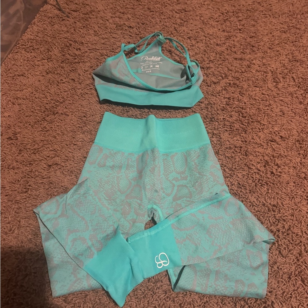 Bombshell Sportswear Aqua Strappy Sports Bra Athleisure Sporty - Picture 2 of 3